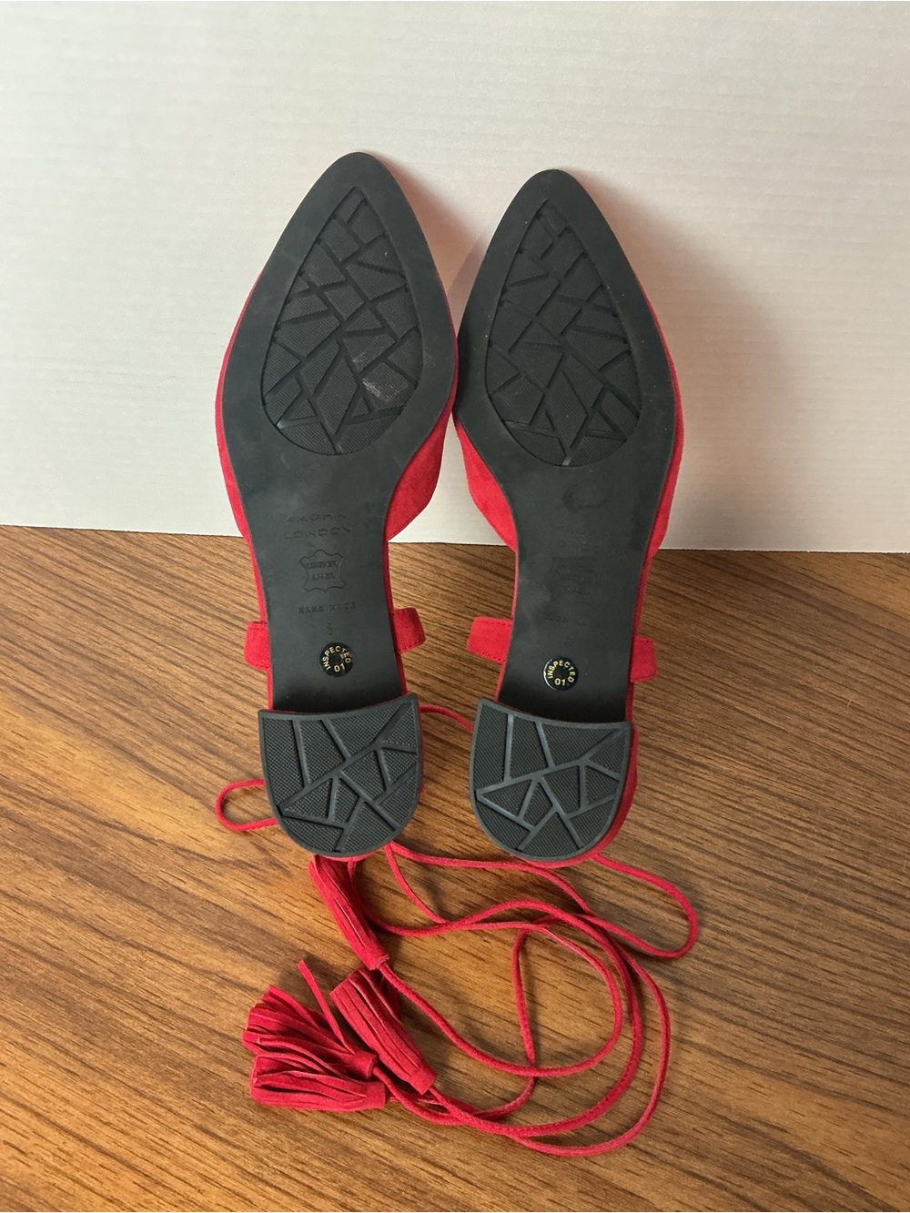 Sacha London Red Suede Pointed Lace-Up Block Heel Women’s Size 8 - Picture 4 of 6